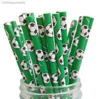 ∏♗ 25pcs Football Paper Straws Football Fruit Juice Drinks Pipette Happy Boys Kids Birthday Party Decors Sporting Theme Tableware