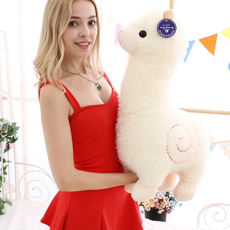 18 Alpaca Plush Toy Llama Stuffed Animal Large Doll Plushie Hug Pillow Soft Fluffy Cushion Super Kawaii Gift for Birthday Girls and Lovers Washable White 