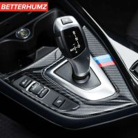 Beterhumz สำหรับ BMW ซีรีส์1,F20 F21เกียร์รถคาร์บอนไฟเบอร์2012-2019ตัวเปลี่ยนการควบคุมสติกเกอร์ชิ้นส่วนตกแต่งส่วนครอบแผงอุปกรณ์ตกแต่งภายใน