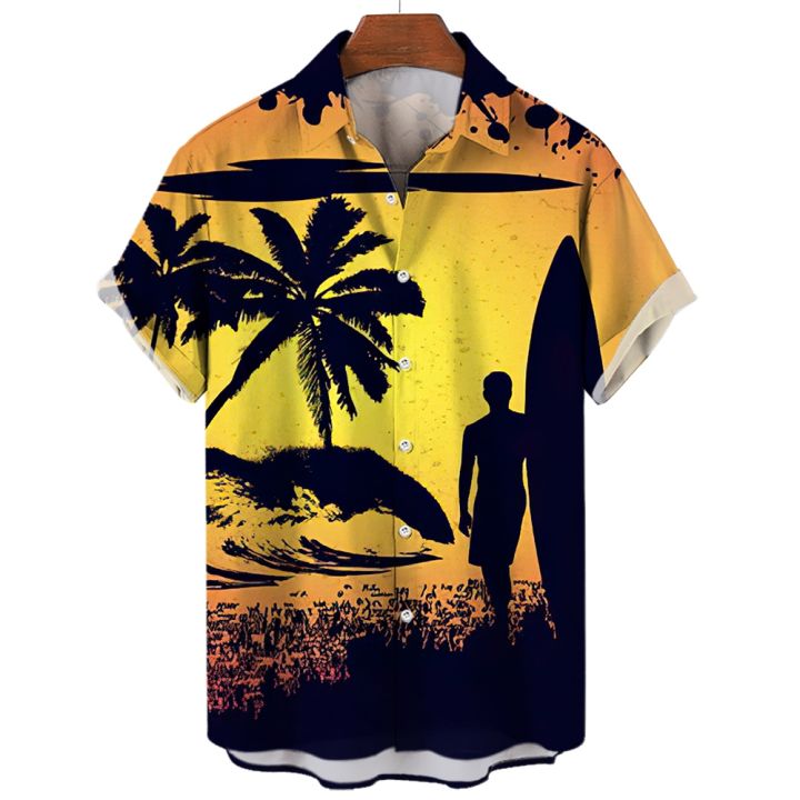 เสื้อชายหาดโต้คลื่นเสื้อฮาวายแฟชั่นสำหรับผู้หญิงเสื้อชายหาดลำลองเสื้อผ้าผู้ชายอาชีพเสื้อปกผู้ชาย