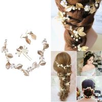 Fashion Crystal Baroque Pearl Hairpin Gold Leaf Crown Bridal Headband Wedding Earrings Hairpin Jewelry Accessories Ladies Gifts