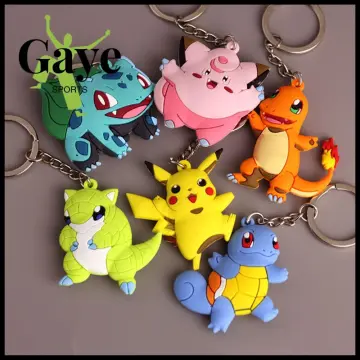 3D PVC Kawaii Pokemen Cute Cartoon Keyring Key Chain Ring Pika Chu