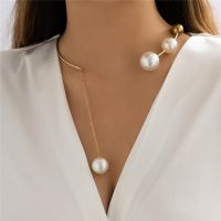 【DT】hot！ New Round Bead Opening Adjustable Metal Collar Cold Wind Imitation Necklace for Boho Jewelry