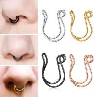 1Pc Stainless Steel Fake Nose Ring Hoop Septum Rings C Clip Lip Ring Earring for Women Fake Piercing Body Jewelry Non Pierced