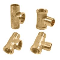 Brass 1/2 thread tee Connector T type Female G1/2 male Water Splitter 1Pcs Connector Three-way water pipe connector