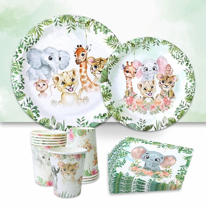 Jungle Animal Party Supplies Disposable Tableware Paper Plate Cup Forest  Jungle Safari Birthday Party Decor Kids Baby Shower | Lazada
