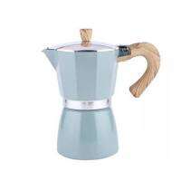 (สีฟ้าเทา ด้ามลายไม้) หม้อต้มกาแฟสดมอคค่าพอท (MOKA POT) อลูมิเนียม 3 ถ้วย (150 ml) , 6 ถ้วย (300 ml) By สุวภัทร SWP Shop