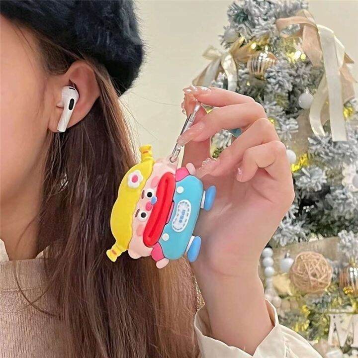 เคสหูฟังบลูทูธไร้สาย-ซิลิโคน-ลายการ์ตูนเด็กผู้หญิงตลก-สําหรับ-airpods-1-2nd-3-airpodspro-pro2-generation