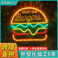 led ไฟนีออนฮัมบูร์ก burger พื้นหลังตกแต่งป้ายไฟบรรยากาศ 5v โคมไฟโฆษณาอะคริลิค .