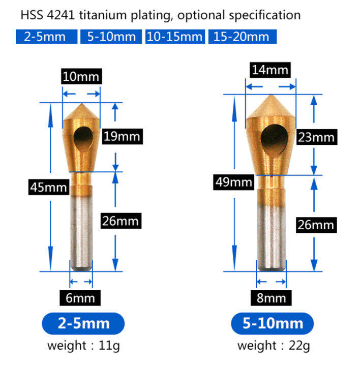 kiprun-รูเฉียง-champferer-4ชิ้น-hss-ไทเทเนียมชุบกลับหลุมเรียวเจาะซิงค์เคาน์เตอร์บิตอุปกรณ์ขัดสีผิวที่เจาะรูไม้-countersunk-หัวเครื่องขูด