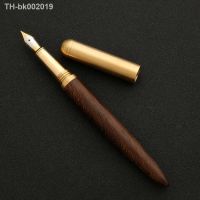 ☃☋๑ 2023 Luxury Brand Fountain Pen Wooden Brass Spin Elegante Stationery School Supplies Calligraphy Ink Pens Caneta de presente