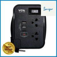 รางปลั๊กไฟ 2 ช่อง 1 สวิตช์ 2 USB 2 TYPE-C VOX TRAVEL 1 เมตร สีดำPOWER STRIP VOX TRAVEL 2-OUTLET 1-SWITCH 2-USB 2-TYPE-C 1M BLACK **หมดแล้วหมดเลย**