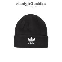 COD tjjs079 adidas Originals Trefoil Beanie Black Gray Electric Embroidered Clover Wool Hat EW2684 EW2687