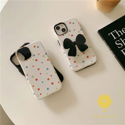 For เคสไอโฟน 14 Pro Max [Colorful Polka Dot Bowknot Detachable Two-piece] เคส Phone Case For iPhone 14 Pro Max 13 12 11 For เคสไอโฟน11 Ins Korean Style Retro Classic Couple Shockproof Protective TPU Cover Shell