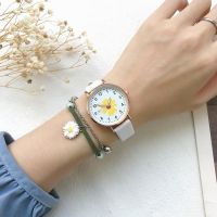 Korean Ladies Watch Relo for Women Waterproof G Dragon Peaceminusone Student Leather Watch Woman Water Proof Daisy celet Watch Set With Gift Box