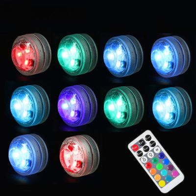RGB Submersible Light Battery Operated Remote Control Underwater Night Lamp Wedding Christmas Vase Fish Tank Pond Outdoor Decor Night Lights