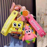 New Genuine SpongeBob SquarePants Exquisite Doll Car Keychain Cartoon Couple School Bag Pendant Creative Gift key toys