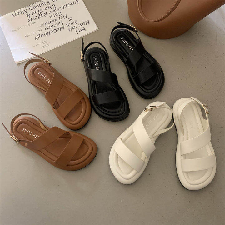 preppy-style-thick-bottom-leisure-open-toe-roman-style-sandals-2023-summer-new-buckle-soft-bottom-super-comfortable-beach-pumps