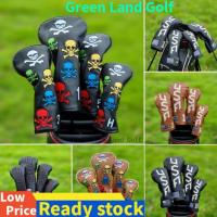 2023 NEW for☞♞ Colorful Skull Golf Woods Headcovers 135UT For Hybrid Driver Fairway Woods Clubs Set Heads Protector PU Leather Unisex Golf Accessories