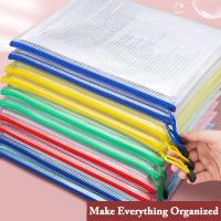 5pcs A4/A5/A6 Mesh Zipper Pouch Document Bag Waterproof Zip File Folders School Office Supplies Pencil Case Storage Bags