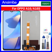 Ansimba จอแอลซีดีไอพีเอซ6.52นิ้วของแท้สำหรับ CPH2269 A16 OPPO/A16s CPH2271ชิ้นส่วนจอสัมผัสแอลซีดีของเครื่องแปลงดิจิทัลอะไหล่ A16 OPPO A16S CPH2269 CPH2271จอ LCD