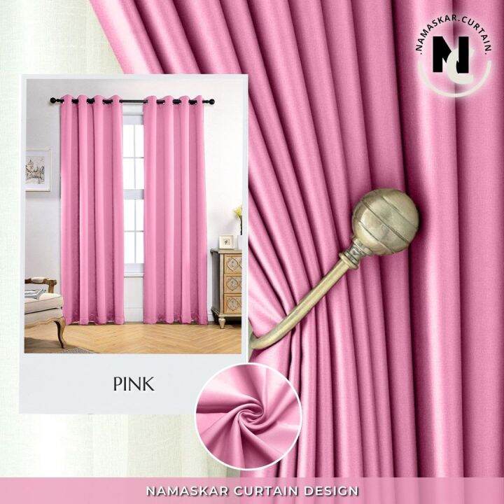 Matte satin Pink Color Langsir Semi-Blackout For Windows, Room and ...