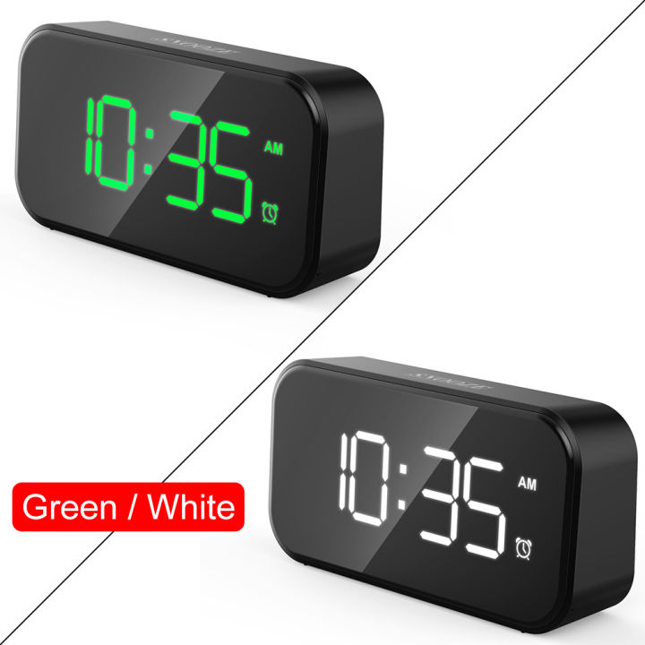 5นิ้วสีดำแบบเต็มหน้าจอแฟชั่นนาฬิกาปลุกสัมผัสดิจิตอลที่มีจอแสดงผลสีขาว-สีเขียวและ100db-ปลุกดังพิเศษ