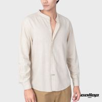 zhouyiping GALLOP : Mens Wear เสื้อคอจีนแขนยาว ผ้าลินิน (Long Sleeve Round-Neck Chinese Style) รุ่น GW9025 สี Ngachang - งาช้าง