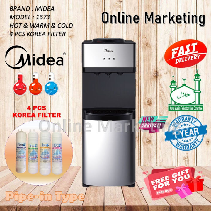 Midea Mild Alkaline Floor Standing Water Dispenser Hot Normal Cold Model 1673 With 4 Korea 0591