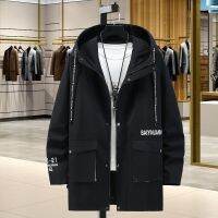 【Mens Coat Winter Clothing】2021New Spring and Autumn plus Size Trench Coat Men-Trendy Loose and Handsome plus Size Mens Hooded Mid-Length Coat VLhp