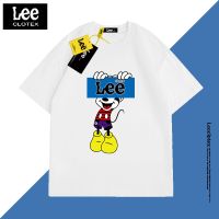 Lee CLOTEX เสื้อยืดแขนสั้น คอกลม ผ้าฝ้ายแท้ ทรงหลวม พิมพ์ลายมิกกี้เมาส์ แฟชั่นฤดูร้อน สําหรับผู้ชาย และคู่รัก