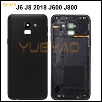 สำหรับ Samsung Galaxy J6 2018 J600 J600F J800พลาสติก J800F ฝาหลังแบตเตอรี่ J8ประตูกระจกเลนส์2018ตัวเรือนด้านหลังอะไหล่เปลี่ยน LHG3765