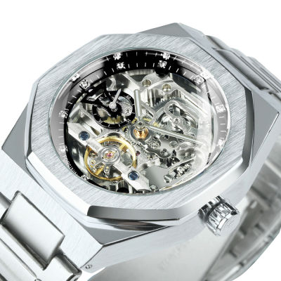 2021FORSINING Tourbillion Mechanical Watch for Men Automatic Steel Strap Skeleton Mens Watches Top Brand Luxury 2021 Reloj Hombre