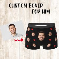 【CC】 Men Custom Face Boxers Valentines Day Personalized Photo Design Birthday Briefs for Husband
