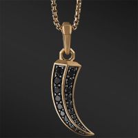 David Yurman Necklace ROMAN CLAW AMULET IN 18K YELLOW GOLD WITH PAVÉ BLACK DIAMONDS