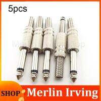 Merlin Irving Shop 5pcs 6.35mm Male Mono Channel Amplifier Plug Connectors Monaural Jack Audio Cable Microphone Accessories Plugs