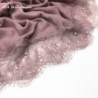 【YF】 2020 NEW muslim hijab with lace and pearls islamic cotton headscarf female plain shawls wraps femme musulman