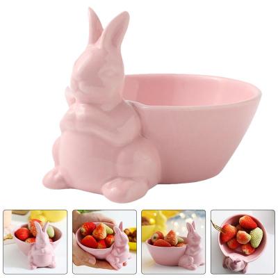 1Pc Easter Bunny Shaped Bowl Salad Snack Bowl Restaurant Kitchen Bowl (Pink)