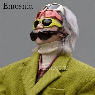 Emosnia New In 2000S Aesthetic Y2K Sunglasses Men Fashion COOL PUNK Wrap Around Bicycle Outdoor Sun Glasses Women Vintage Shade