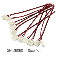 ☞✎ 10pcs/lot 2pin free solder connector wire cable PCB Width 10mm for SMD 5050 5630 7020 single color led strip lights