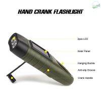 YERAN Hand Crank Solar Powered Rechargeable Flashlight LED Emergency Dynamo Torch Flashlight with Clip for Camping Outdoor