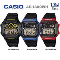 HOT ； Casio แบตเตอรี่ 10 ปี กันน้ำ100m นาฬิกาข้อมือผู้ชาย สายเรซิน รุ่น AE-1300WH ของแท้ รับประกัน 1 ปี