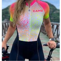 XAMA summer womens new breathable quick-drying one-piece short-sleeved cycling suit speed skating suit swimming suit triathlon