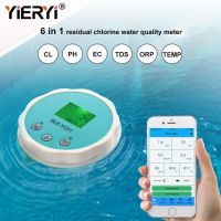 Yieryi New Blutooth Chlorine Meter for Chlorinated Aquarium Pool Fish Tank Water Professional PH ORP EC TDS CL Floating Monitor