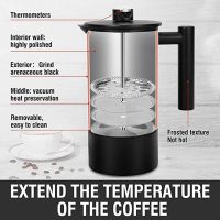 1200Ml Coffee Maker Stainless Steel Double Wall French Press with Hourglass and Coffee&amp;Tea Brewing Pot