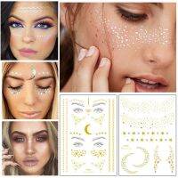 Glitter gold bronzing sticker for face makeup mixed size star moon shape gold silver instant Freckles temporary tattoo RA015 Stickers