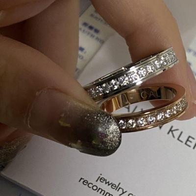 Ck couple han edition contracted ins light luxury senior buddhist monastic discipline silver ring ring men and women with valentines day can be washed --ckjz230713△