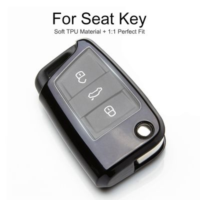 dfthrghd TPU Car Key Cover Case For Seat Alhambra Toledo Cordoba Leon 2 Mk2 MK3 ST 1 3 1M FR Ateca Key Protection Case Ring Chain Styling