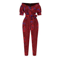 African clothes for Women  New Ladies Dashiki Print Shoulder Off Ankara Style Trousers Fashion Robe Africaine Jumpsuit