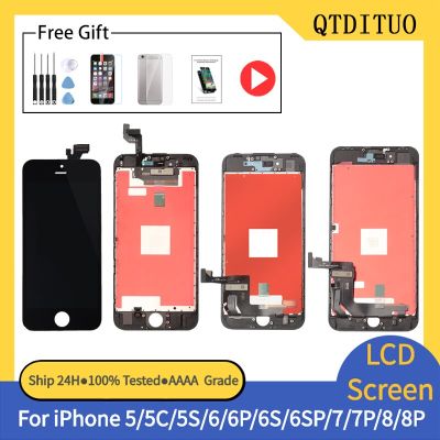 AAA จอแสดงผล Lcd สำหรับ Iphone 6 6S 7Plus 8 Plus พร้อมชุดหน้าจอสัมผัสดิจิทัล3d ที่สมบูรณ์แบบสำหรับ Iphone 4S 5 5S หน้าจอ5c